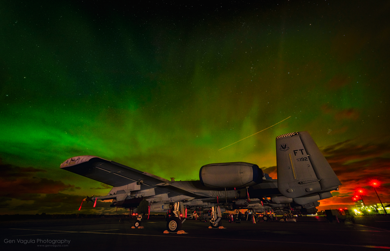 Illustration for article titled Forward Deployed A-10 Warthogs Bathe Under The Aurora Borealis In Estonia